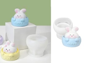 Molde silicona conejito sobre cuenco HAPPY